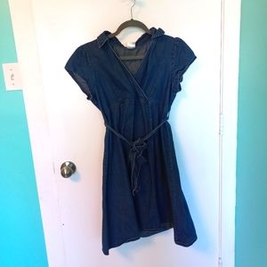 Motherhood Denim Maternity Belted Shirt Dress
